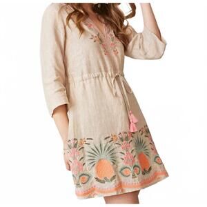 NEW SPARTINA 449 kayce embroidered dress in alljoy landing pineapple